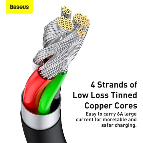 Baseus Type-C Superior series greitasis įkrovimas duomenų laidas, 66 W(11V/6A), 2m, (CATYS-A01), juoda spalva