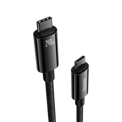 Baseus Type-C į Type-C Tungsten Series laidas 480Mb/s, 240 W, 3m, (CAWJ040201), juoda / auksinė spalva