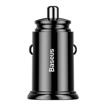 Baseus automobilinis įkroviklis Circular Plastic A+A Dual Quick Charge 3.0 30 W (CCALL-YD01), juoda spalva