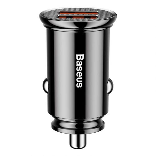 Baseus automobilinis įkroviklis Circular Plastic A+A Dual Quick Charge 3.0 30 W (CCALL-YD01), juoda spalva