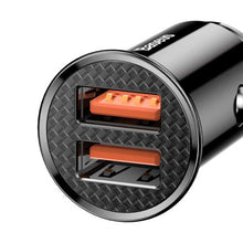 Baseus automobilinis įkroviklis Circular Plastic A+A Dual Quick Charge 3.0 30 W (CCALL-YD01), juoda spalva