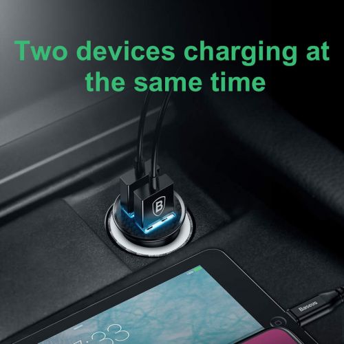 Baseus automobilinis įkroviklis Circular Plastic A+A Dual Quick Charge 3.0 30 W (CCALL-YD01), juoda spalva