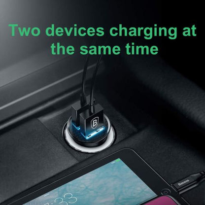 Baseus automobilinis įkroviklis Circular Plastic A+A Dual Quick Charge 3.0 30 W (CCALL-YD01), juoda spalva