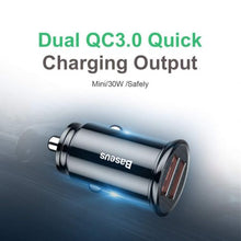 Baseus automobilinis įkroviklis Circular Plastic A+A Dual Quick Charge 3.0 30 W (CCALL-YD01), juoda spalva