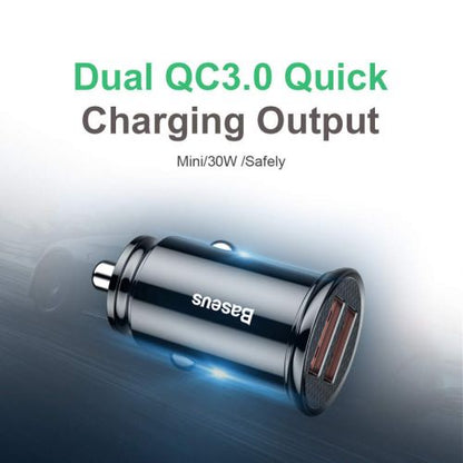 Baseus automobilinis įkroviklis Circular Plastic A+A Dual Quick Charge 3.0 30 W (CCALL-YD01), juoda spalva