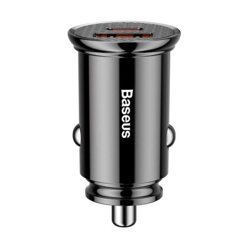 Baseus automobilinis įkroviklis Circular Plastic A+C PPS PD3.0 + QC4.0 + 30 W (CCALL-YS01), juoda spalva