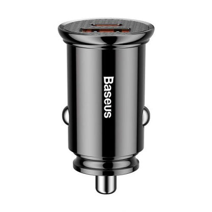 Baseus automobilinis įkroviklis Circular Plastic A+C PPS PD3.0 + QC4.0 + 30 W (CCALL-YS01), juoda spalva