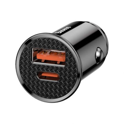 Baseus automobilinis įkroviklis Circular Plastic A+C PPS PD3.0 + QC4.0 + 30 W (CCALL-YS01), juoda spalva