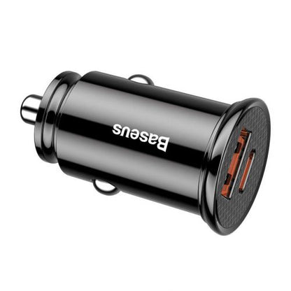 Baseus automobilinis įkroviklis Circular Plastic A+C PPS PD3.0 + QC4.0 + 30 W (CCALL-YS01), juoda spalva