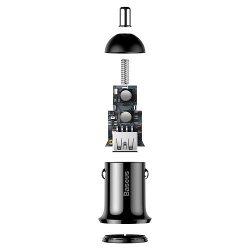 Baseus automobilinis įkroviklis Grain Pro Dual USB 4.8A (CCALLP-01), juoda spalva
