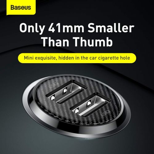 Baseus automobilinis įkroviklis Grain Pro Dual USB 4.8A (CCALLP-01), juoda spalva