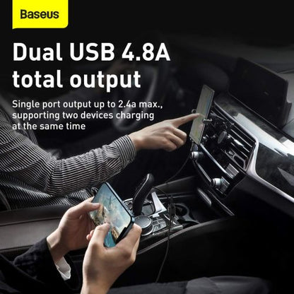 Baseus automobilinis įkroviklis Grain Pro Dual USB 4.8A (CCALLP-01), juoda spalva