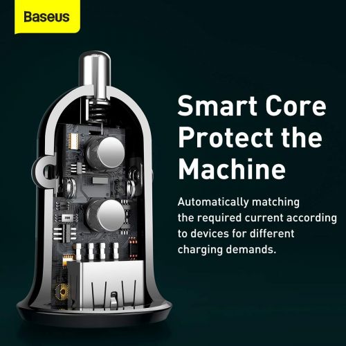 Baseus automobilinis įkroviklis Grain Pro Dual USB 4.8A (CCALLP-01), juoda spalva
