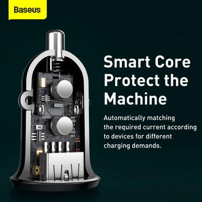 Baseus automobilinis įkroviklis Grain Pro Dual USB 4.8A (CCALLP-01), juoda spalva