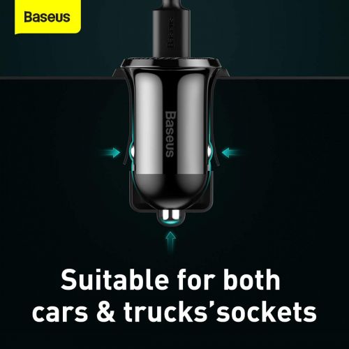 Baseus automobilinis įkroviklis Grain Pro Dual USB 4.8A (CCALLP-01), juoda spalva