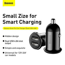 Baseus automobilinis įkroviklis Grain Pro Dual USB 4.8A (CCALLP-01), juoda spalva