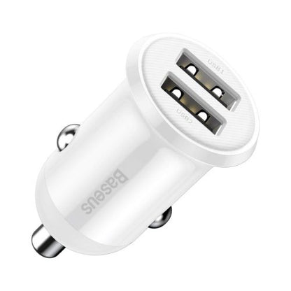 Baseus automobilinis įkroviklis Grain Pro Dual USB 4.8A (CCALLP-02), balta spalva