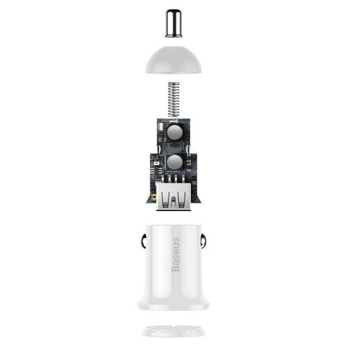 Baseus automobilinis įkroviklis Grain Pro Dual USB 4.8A (CCALLP-02), balta spalva