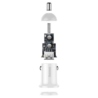 Baseus automobilinis įkroviklis Grain Pro Dual USB 4.8A (CCALLP-02), balta spalva