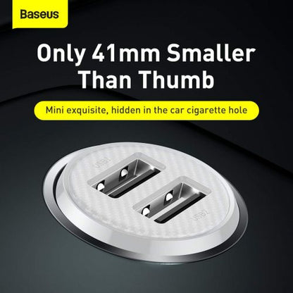 Baseus automobilinis įkroviklis Grain Pro Dual USB 4.8A (CCALLP-02), balta spalva