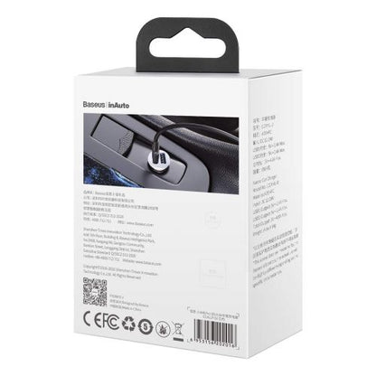 Baseus automobilinis įkroviklis Grain Pro Dual USB 4.8A (CCALLP-02), balta spalva