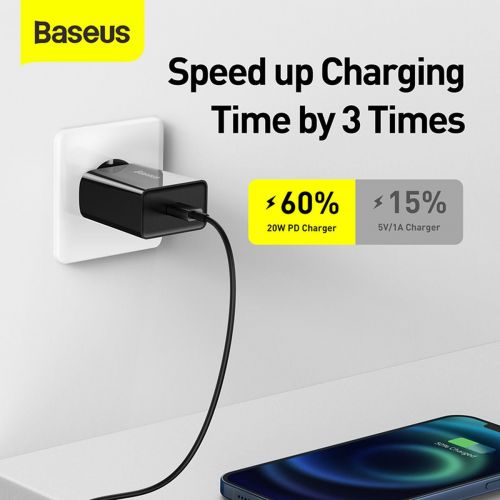 Baseus kelioninis įkroviklis Speed Mini 1C Quick įkroviklis 20 W (CCFS-SN01), juoda spalva