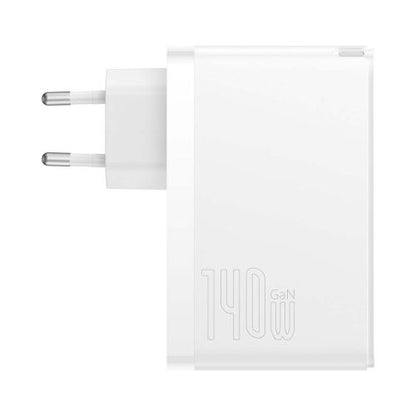 Baseus kelioninis įkroviklis GaN5 Pro Fast sieninis įkroviklis, C+C+U, 140 W (CCGP100202), balta spalva