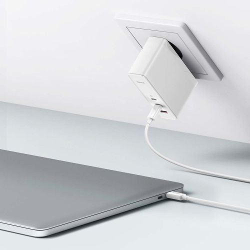 Baseus kelioninis įkroviklis GaN5 Pro Fast sieninis įkroviklis, C+C+U, 140 W (CCGP100202), balta spalva
