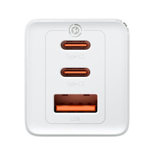 Baseus kelioninis įkroviklis GaN5 Pro Fast sieninis įkroviklis, C+C+U, QC, AFC, PD 65 W su Type-C į Type-C (100 W) 1m