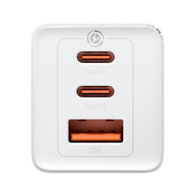Baseus kelioninis įkroviklis GaN5 Pro Fast sieninis įkroviklis, C+C+U, QC, AFC, PD 65 W su Type-C į Type-C (100 W) 1m