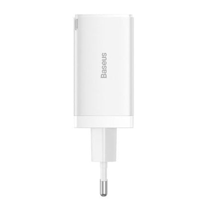 Baseus kelioninis įkroviklis GaN5 Pro Fast sieninis įkroviklis, C+C+U, QC, AFC, PD 65 W su Type-C į Type-C (100 W) 1m