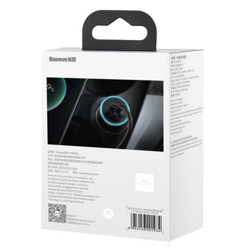 Baseus automobilinis įkroviklis Golden Contactor Pro Dual Quick įkroviklis U+C Power Delivery 3.0 Quick Charge 4, SCP FCP AFC