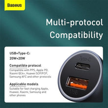 Baseus automobilinis įkroviklis Golden Contactor Pro Dual Quick įkroviklis U+C Power Delivery 3.0 Quick Charge 4, SCP FCP AFC