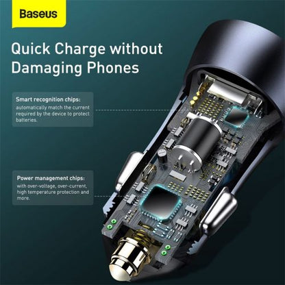Baseus automobilinis įkroviklis Golden Contactor Pro Dual Quick įkroviklis U+C Power Delivery 3.0 Quick Charge 4, SCP FCP AFC