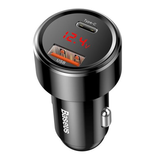Baseus automobilinis įkroviklis Magic Series PPS skaitmeninis display (Type-C PD+Intelligent QC) 45 W CCMLC20C-01, juoda