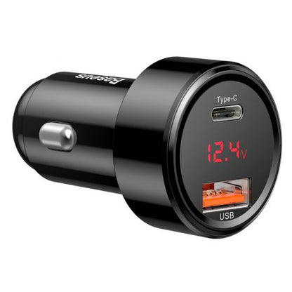 Baseus automobilinis įkroviklis Magic Series PPS skaitmeninis display (Type-C PD+Intelligent QC) 45 W CCMLC20C-01, juoda