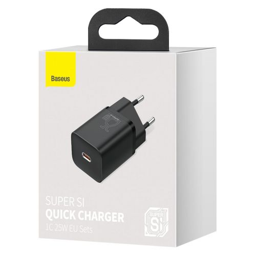 Baseus kelioninis įkroviklis Super Si 1C Quick įkroviklis 25 W (CCSP020101), juoda spalva