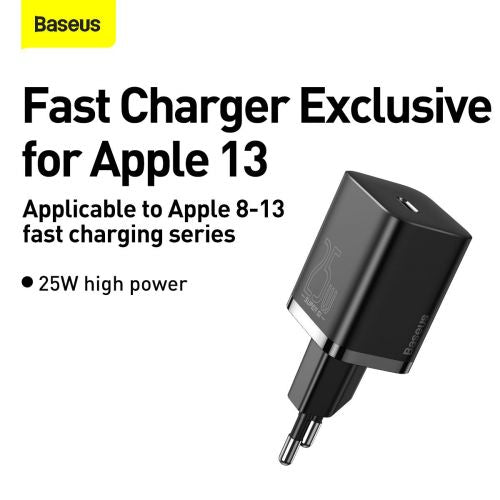 Baseus kelioninis įkroviklis Super Si 1C Quick įkroviklis 25 W (CCSP020101), juoda spalva