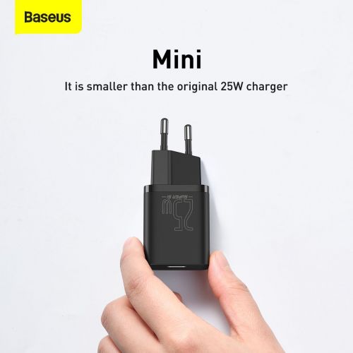 Baseus kelioninis įkroviklis Super Si 1C Quick įkroviklis 25 W (CCSP020101), juoda spalva