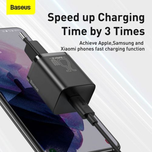 Baseus kelioninis įkroviklis Super Si 1C Quick įkroviklis 25 W (CCSP020101), juoda spalva