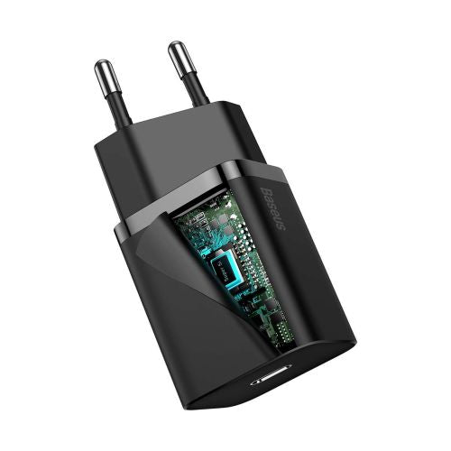 Baseus kelioninis įkroviklis set Super Si 1C PD greitasis įkroviklis 20 W (CCSUP-B01), juoda spalva