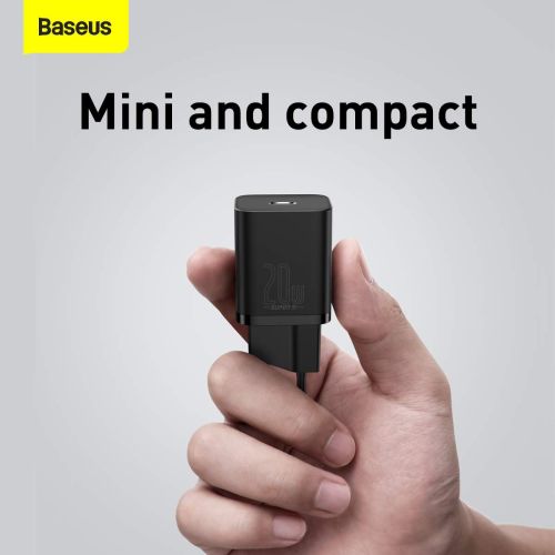 Baseus kelioninis įkroviklis set Super Si 1C PD greitasis įkroviklis 20 W (CCSUP-B01), juoda spalva
