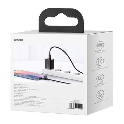 Baseus kelioninis įkroviklis set Super Si 1C PD greitasis įkroviklis 20 W (CCSUP-B01), juoda spalva