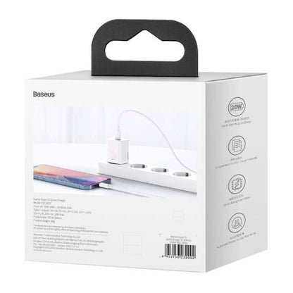 Baseus kelioninis įkroviklis set Super Si 1C PD greitasis įkroviklis 20 W (CCSUP-B02), balta spalva