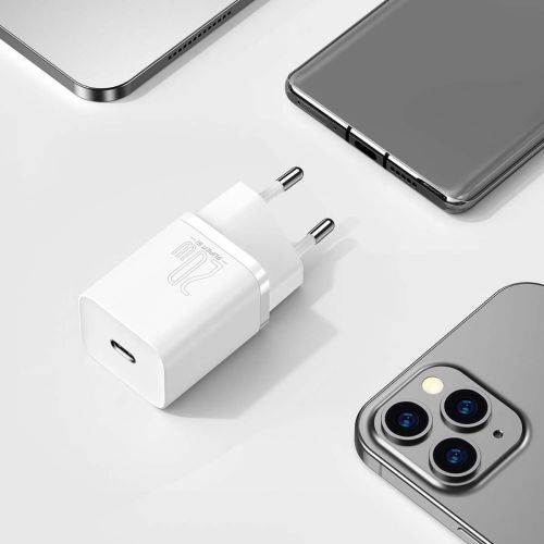 Baseus kelioninis įkroviklis set Super Si 1C PD greitasis įkroviklis 20 W (CCSUP-B02), balta spalva