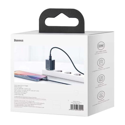 Baseus kelioninis įkroviklis set Super Si 1C PD greitasis įkroviklis 20 W (CCSUP-B03), mėlyna spalva