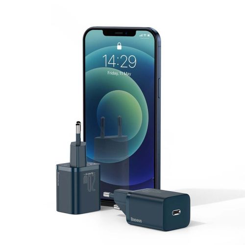Baseus kelioninis įkroviklis set Super Si 1C PD greitasis įkroviklis 20 W (CCSUP-B03), mėlyna spalva