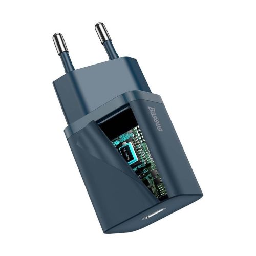 Baseus kelioninis įkroviklis set Super Si 1C PD greitasis įkroviklis 20 W (CCSUP-B03), mėlyna spalva