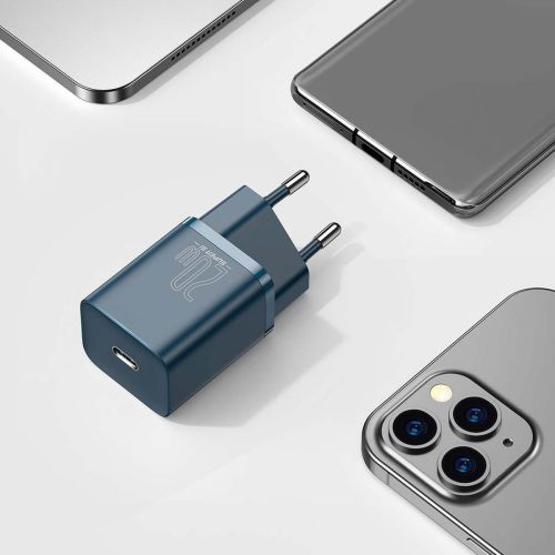 Baseus kelioninis įkroviklis set Super Si 1C PD greitasis įkroviklis 20 W (CCSUP-B03), mėlyna spalva