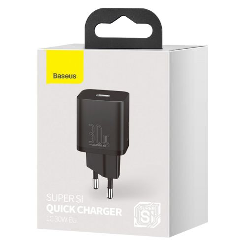 Baseus kelioninis įkroviklis Super Si 1C Quick įkroviklis PD 30 W (CCSUP-J01), juoda spalva